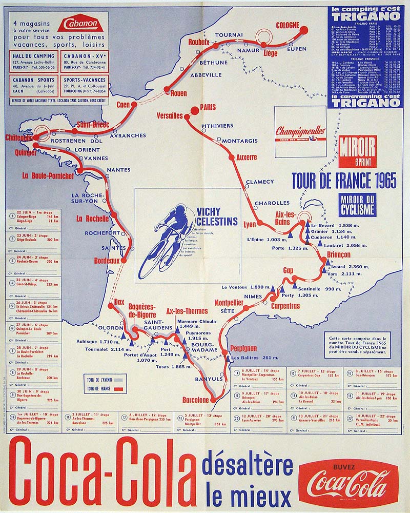 CARTE OFFICIELLE DU TOUR DE FRANCE 1956 SUPPLÉMENT D'UNE REVUE CARTE OFFICIELLE DU TOUR DE FRANCE 1956 SUPPLÉMENT D'UNE REVUE