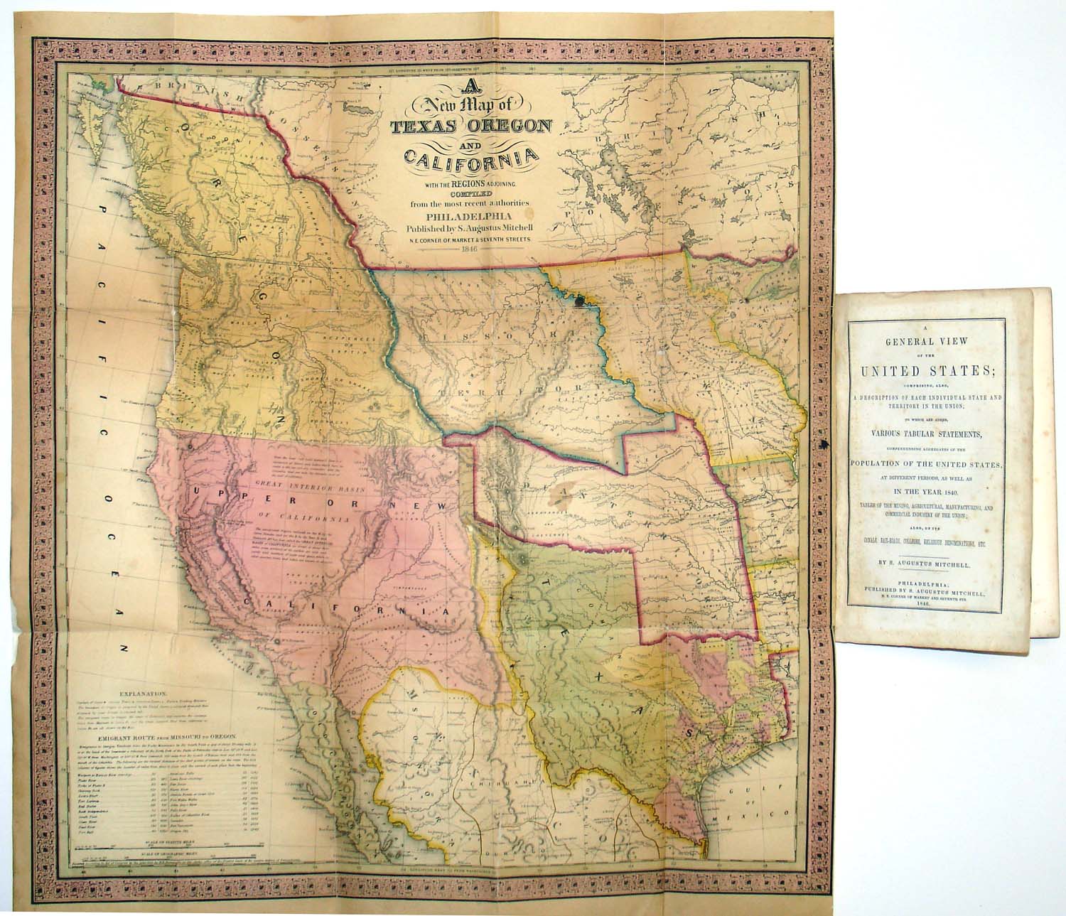(West) A New Map of Texas, Oregon and California with Regions Ad
