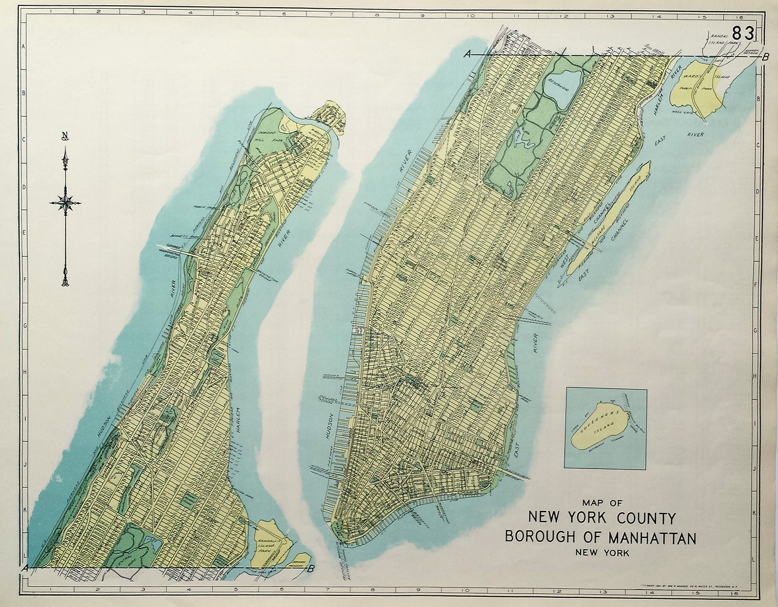 (NY-NYC) Map of New York County