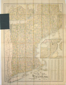(New England) New Post Office, Township County and Railroad Map