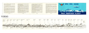 Royal Nepal Airlines showing a panoramic view of the daily mountain flight route. Himalayas.
