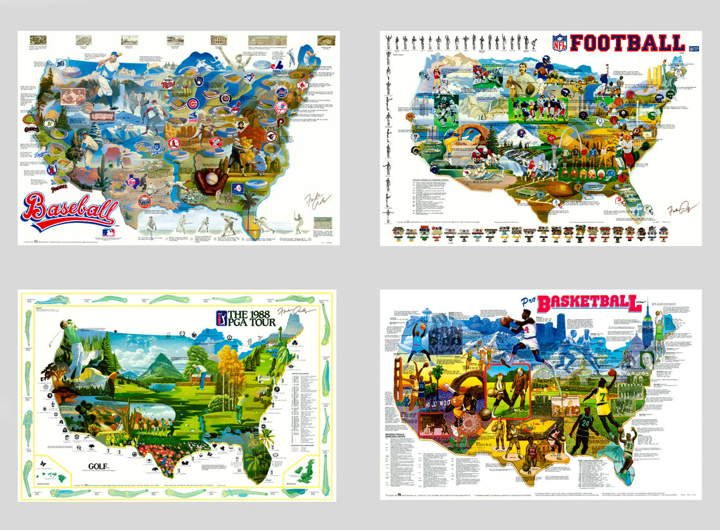 Maps for Baseball MLB, NFL Football map, PGA Golf map, NBA Basketball map FRANK ORDAZ