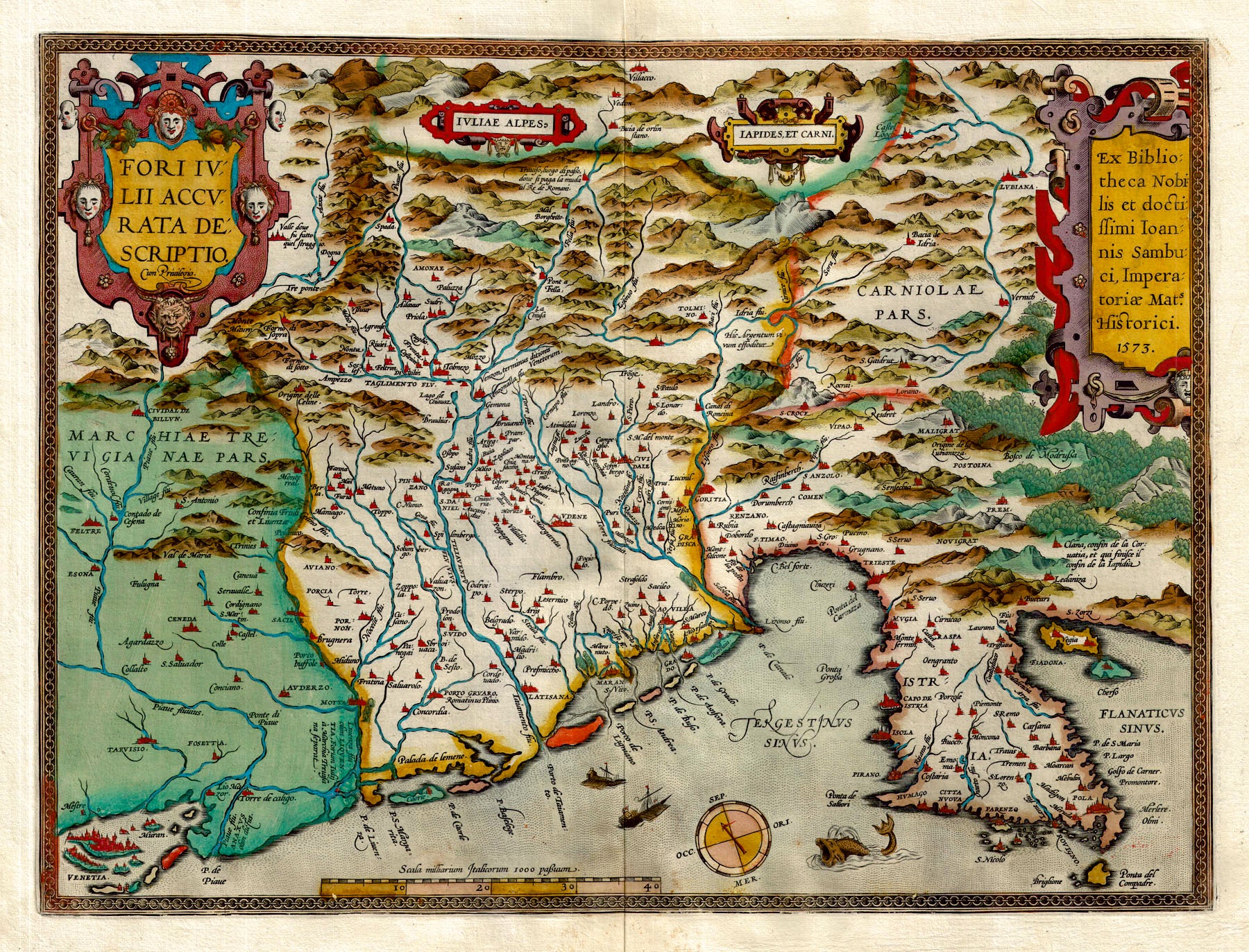 (Italy-Slovenia-Croatia) Fori Iulii Accurata Descriptio., Ortelius, 1595