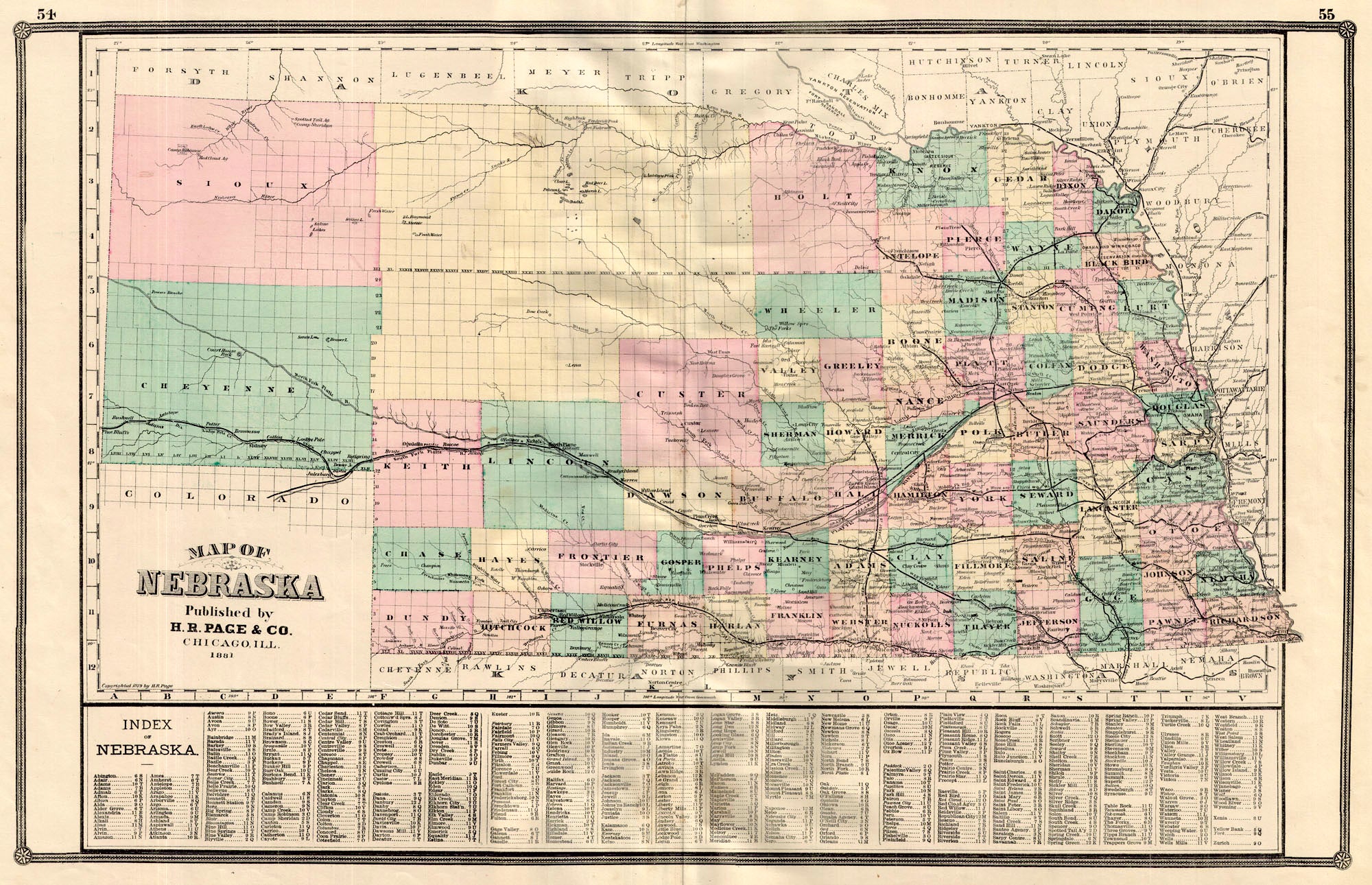 (NE.) Map of Nebraska