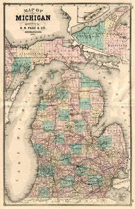 (Michigan) Map of Michigan, Page & Co., 1881
