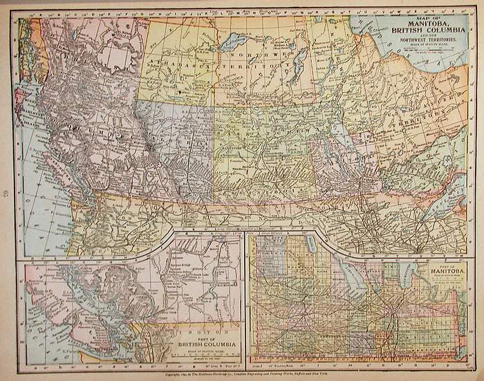 Map of Manitoba, British Columbia and the Northwest Territories