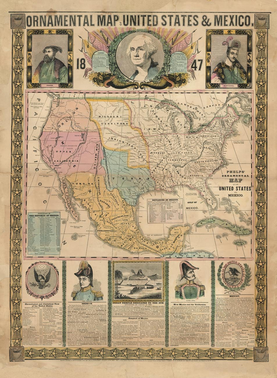 (US.) Ornamental Map of United States & Mexico