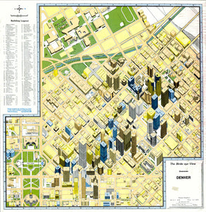 The Birds Eye View Downtown Denver, LoDo, Denver Birds Eye View, Denver map 3-D map 