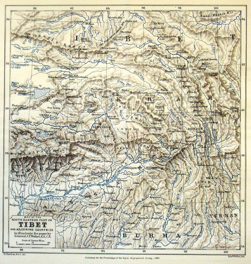 Map of the South Eastern Part of Tibet