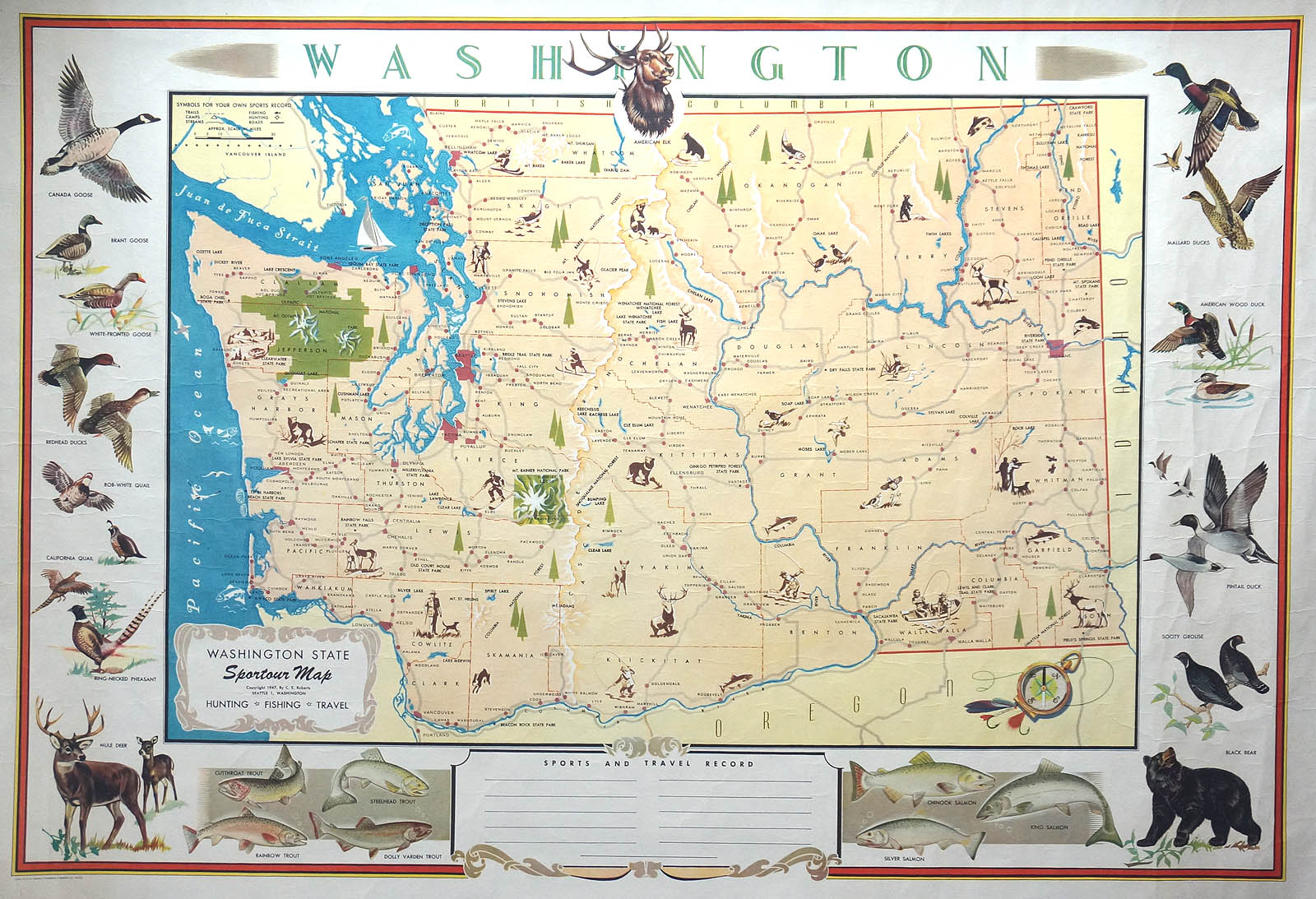 (WA.)  Washington Stat Sportour Map