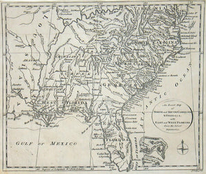 (Southeast)   An Exact Map of North and South Carolina, & Georgi