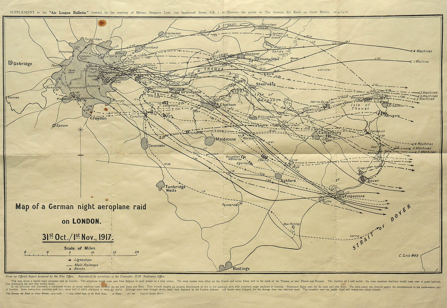 (WWI-England) Map of a German night...