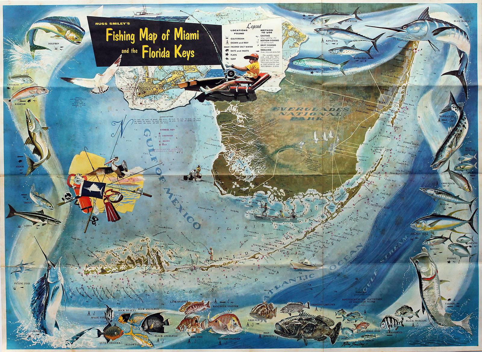 (FL. - southern) Fishing Map of Miami...