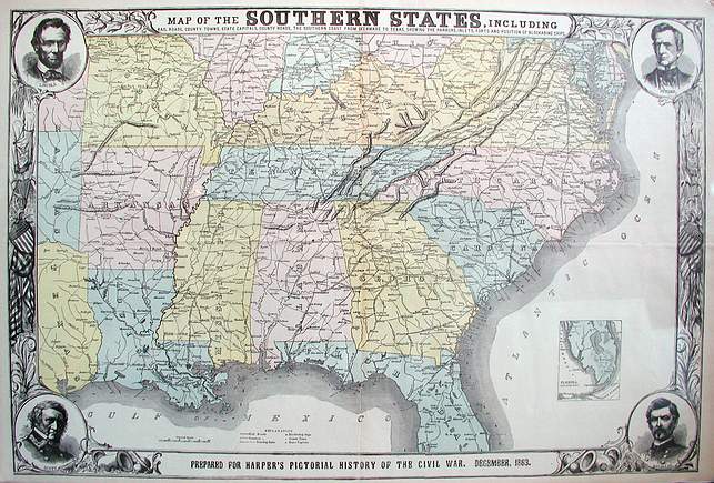Map of the Southern States, including... – The Old Map Gallery