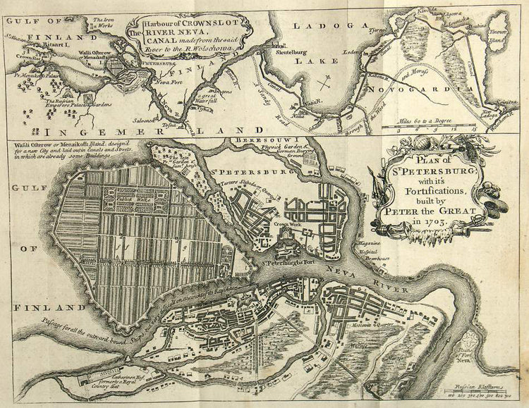 Plan of St. Petersburg; with it's Fortifications, built by Peter
