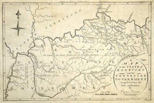 (KY-TN) A Map of the State of Kentucky and the Tennessee Governm