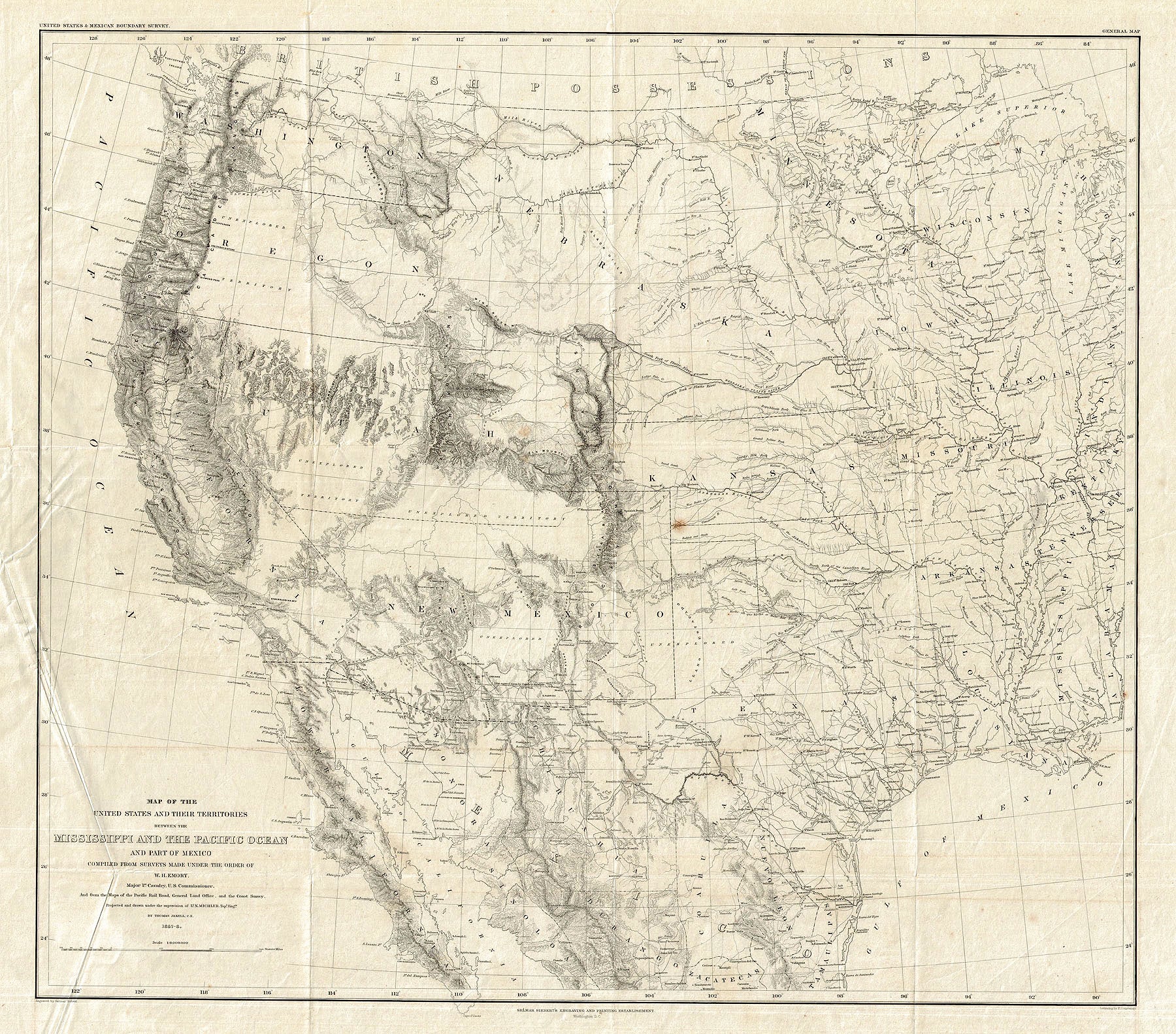 (West) Map of the United States and Their Territories between...