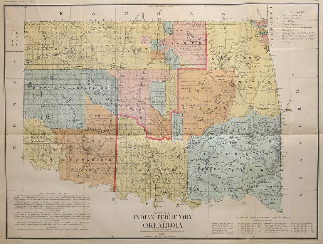 (Oklahoma) Map of Indian Territory and Oklahoma