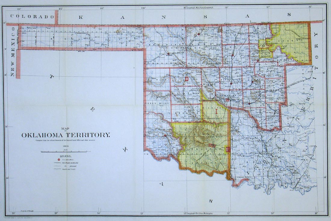 (Oklahoma) Map of Oklahoma Territory