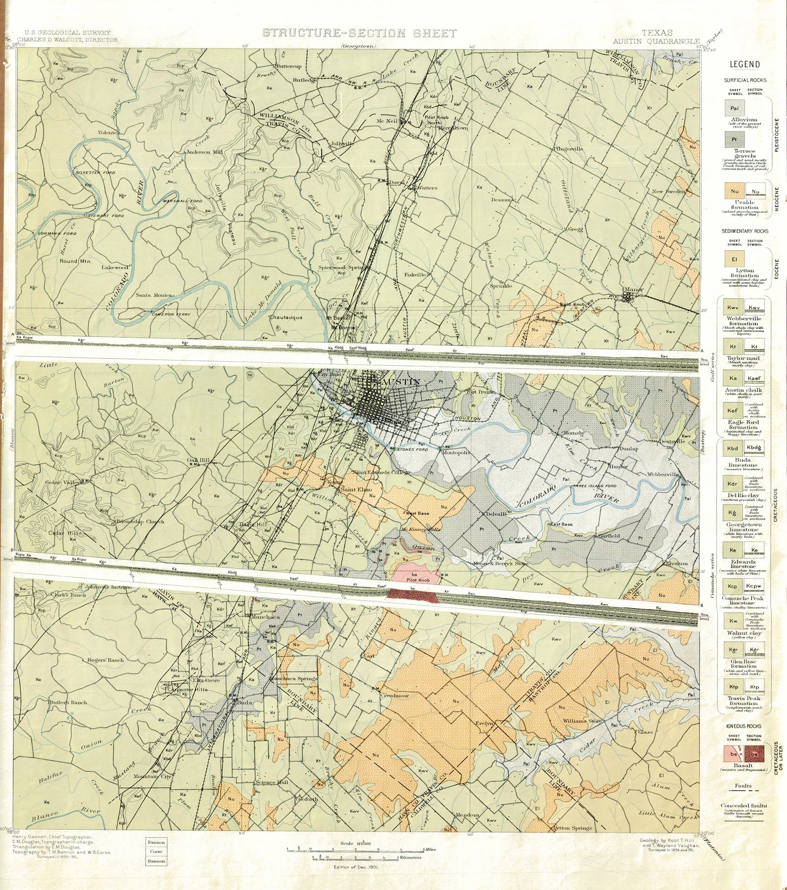 (TX.-Austin) Texas Austin Quadrangle - Structure-Section Sheet