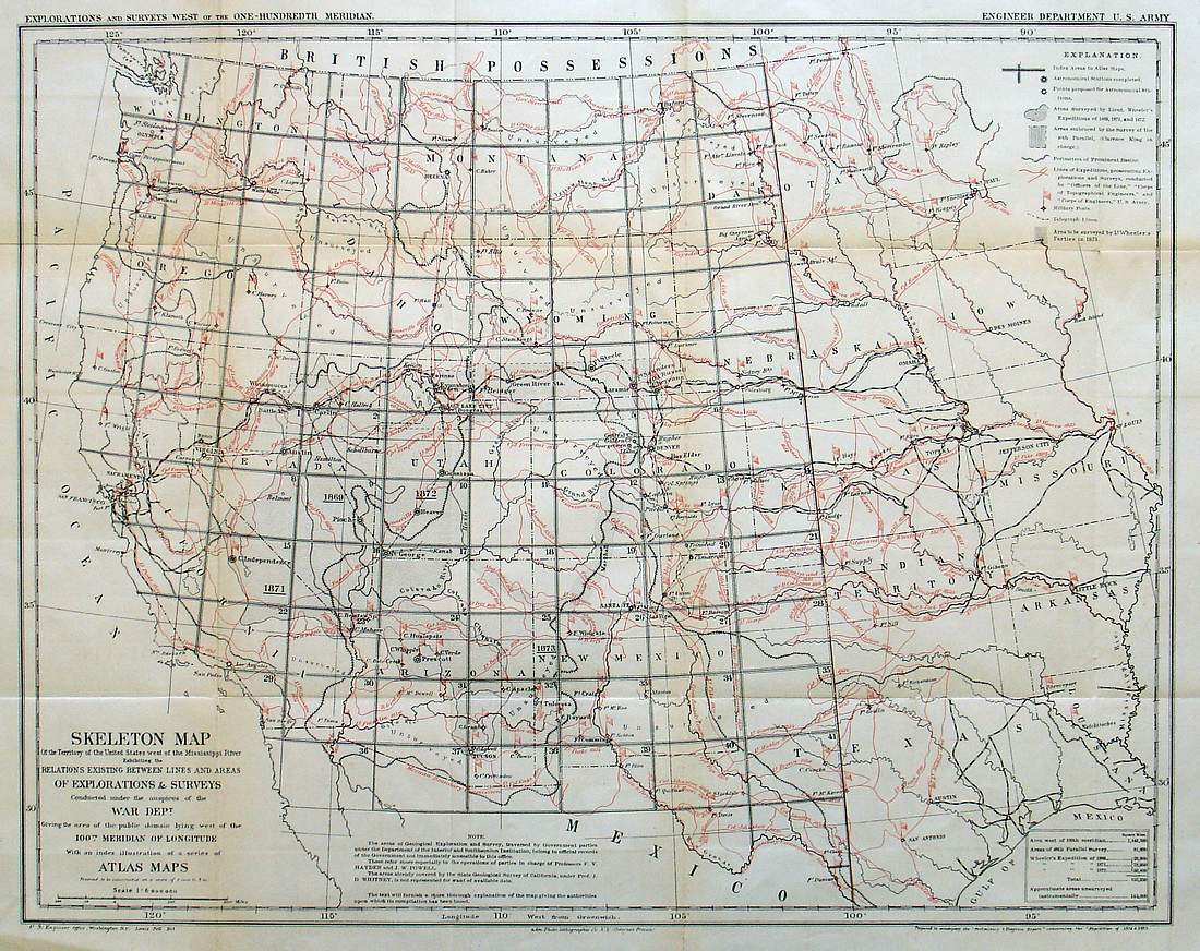 (West) Skeleton Map of the territory of the United States