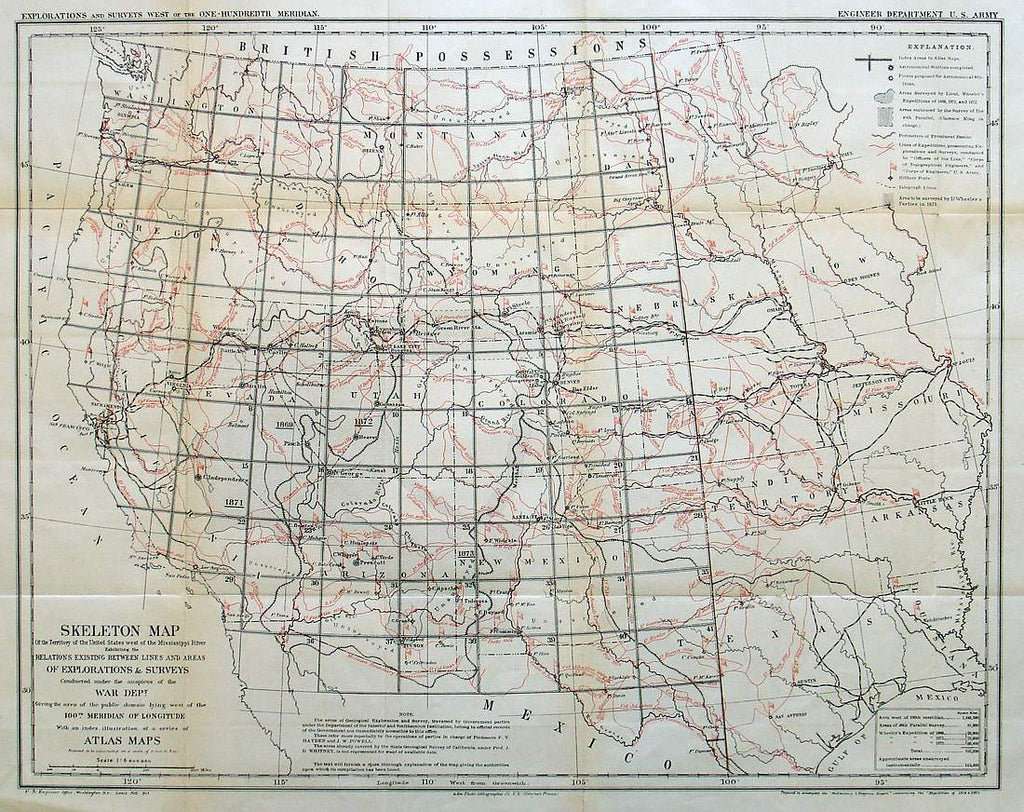 (West) Skeleton Map of the territory of the United States – The Old Map ...