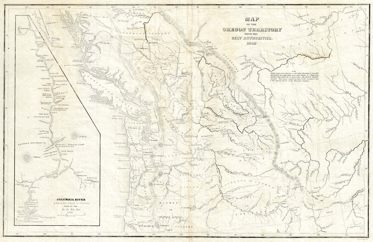 (West - Pacific Northwest) Map Of The Oregon Territory From The Best A ...